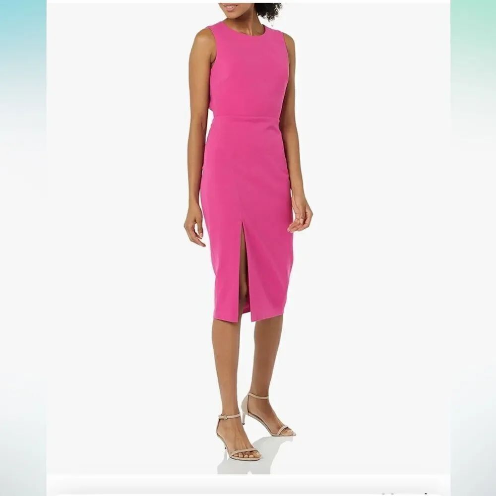 Dress the Population Maeve High Neck Back Cut Out BodyCon Dress with Front Slit